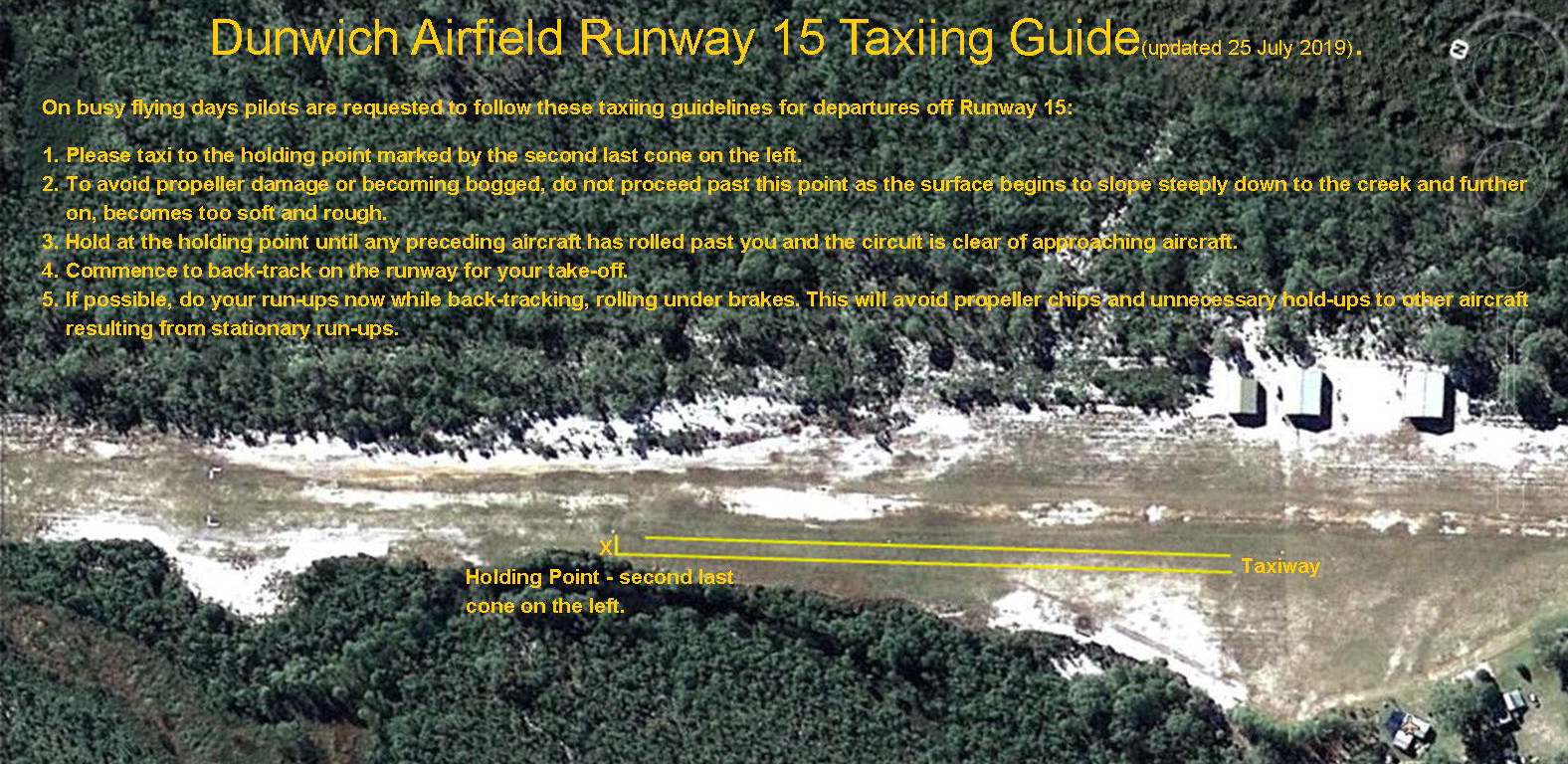 Runway 15 taxiing 25-7-19